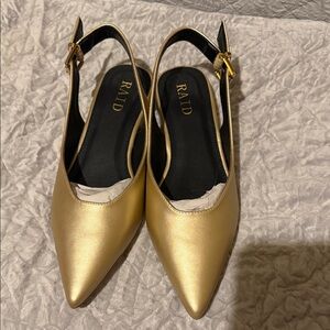 Raid Gold Pointed Slingback Flats